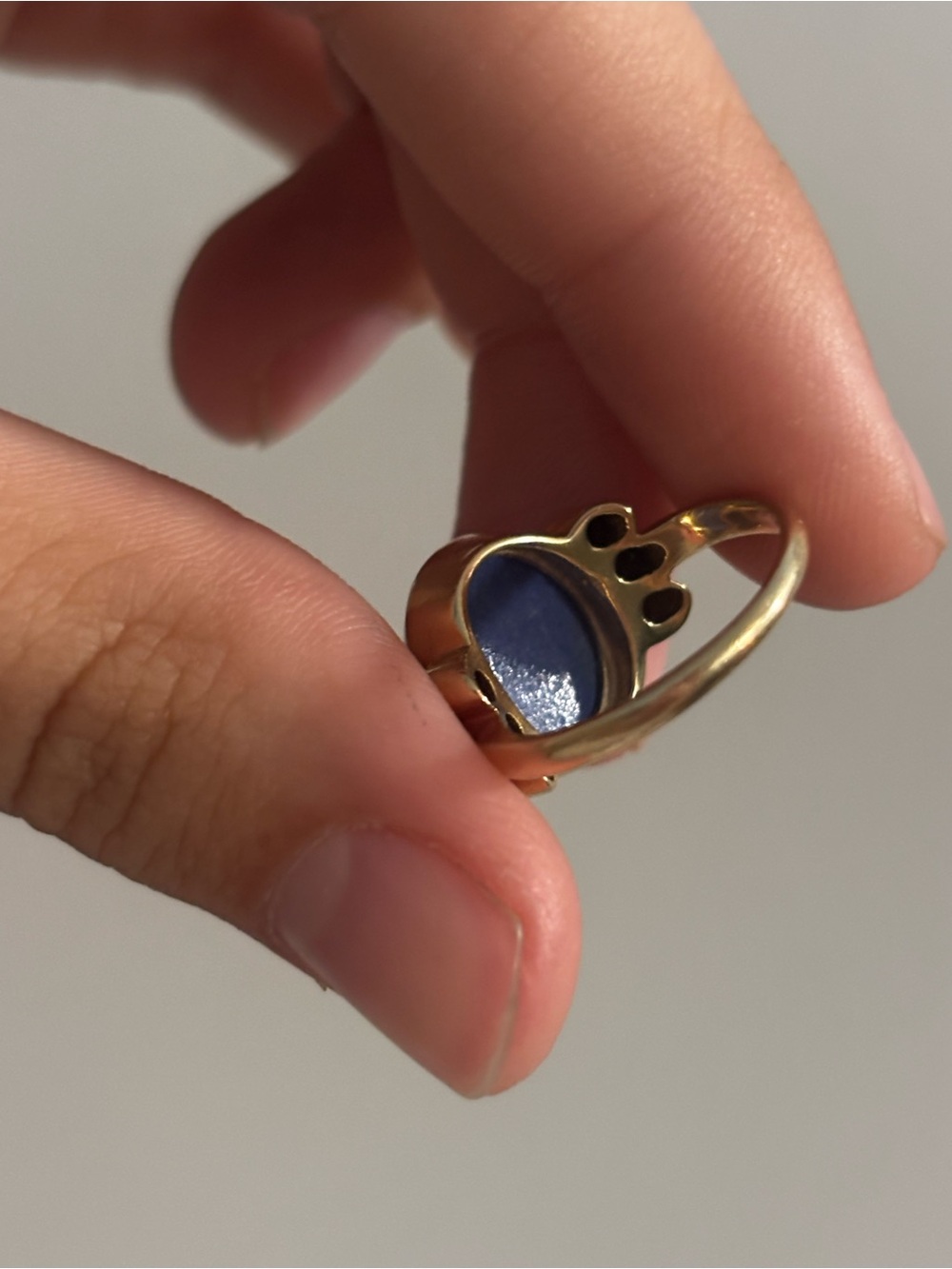 vintage solid 14k gold sapphire and diamond ring - Picture 4 of 8